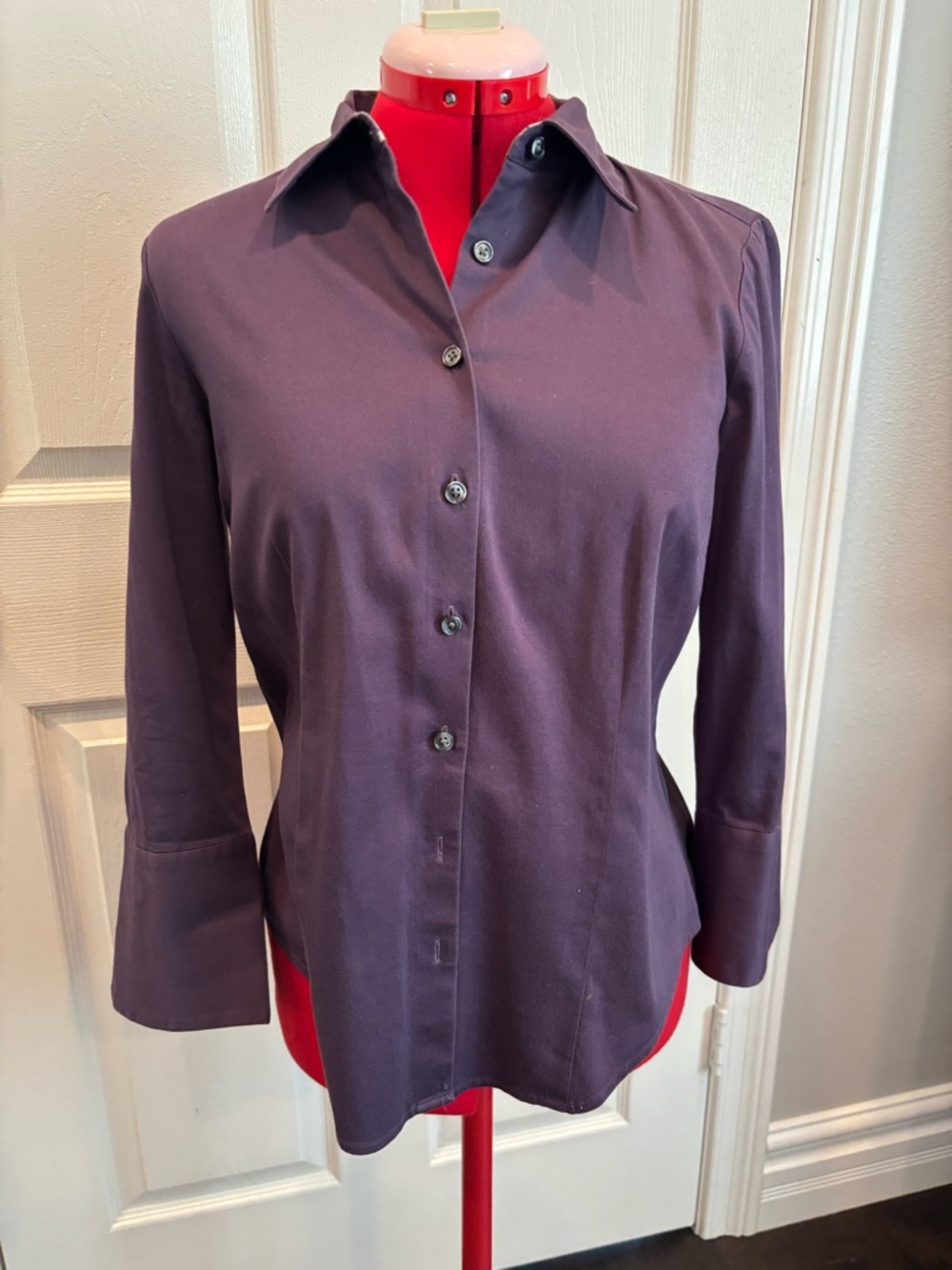 Van Heusen Plum Button-Front Blouse
